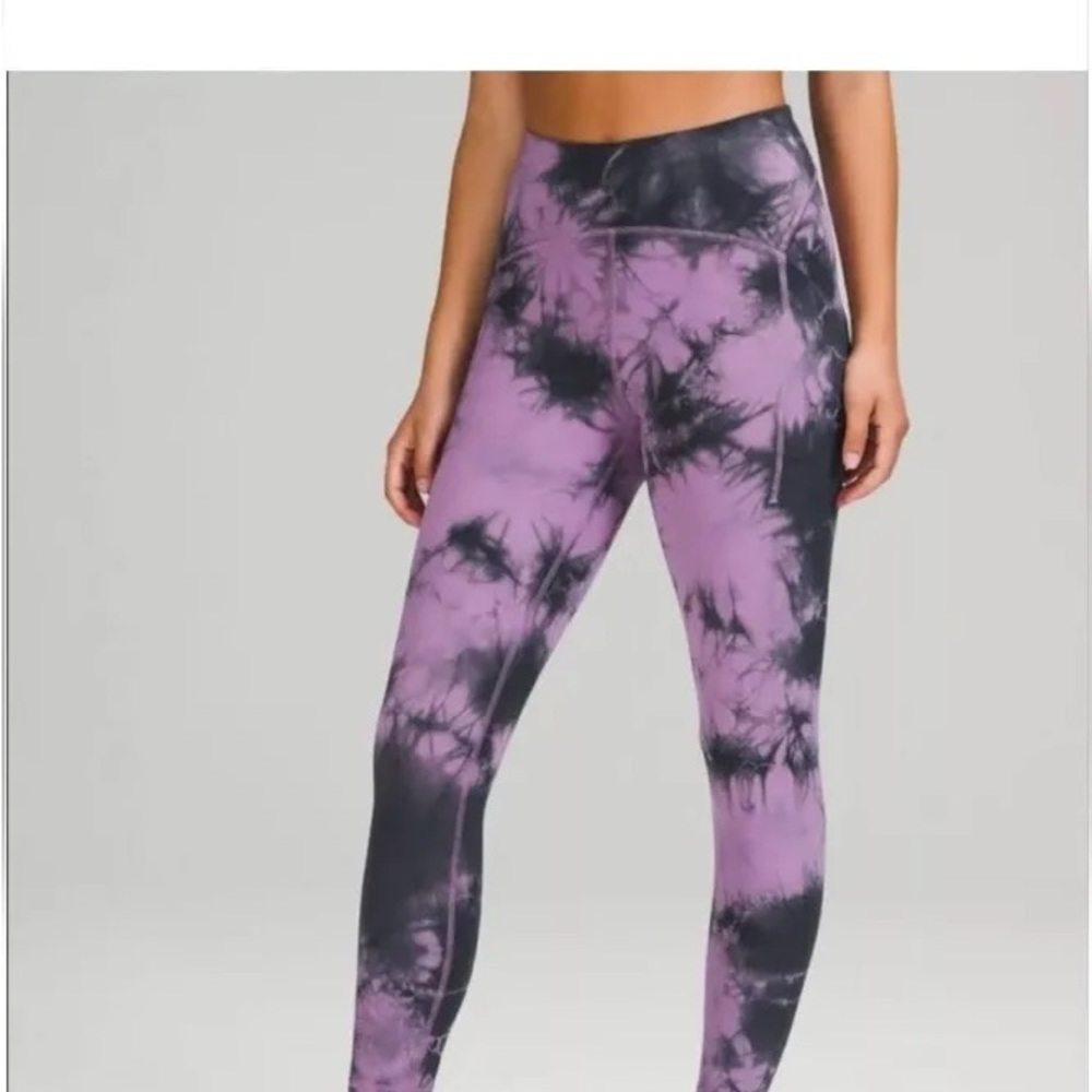LULULEMON Purple Tie Dye Power Thru 25" High-Rise Leggings 6